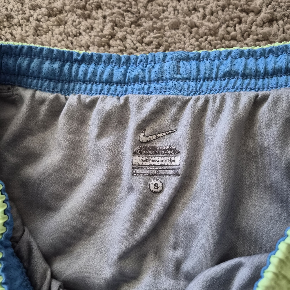 Nike Women’s Running Shorts • Neon Green w/ Blue Panels • Size Small - Picture 3 of 6